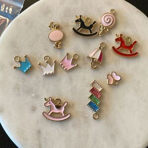 Gold Plated Enamel  Charm Pendant DIY for Earrings Necklace Bracelet Jewelry Mak